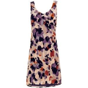 CAbi Purple and Orange Patterned Mini Dress